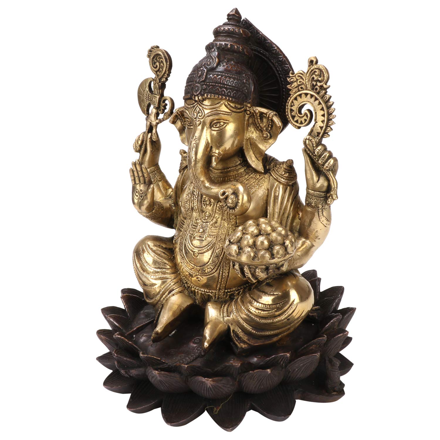 Svarup Brass Mangalkari Ganesha Sitting On Lotus Bhagwan Idol Ganesh Statue Ganpati Murti For Home Entrance Decor Diwali Gift He